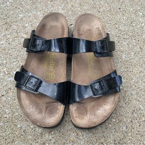 Birkenstock Sandals in Black Patent Leather